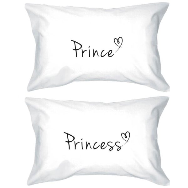 Prince and Princess Pillow Covers 300T Count Matching Couple Pillowcases For Sale