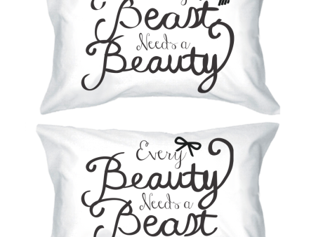 His and Hers Pillowcases - Every Beauty Needs a Beast Matching Pillow Cover Online Sale