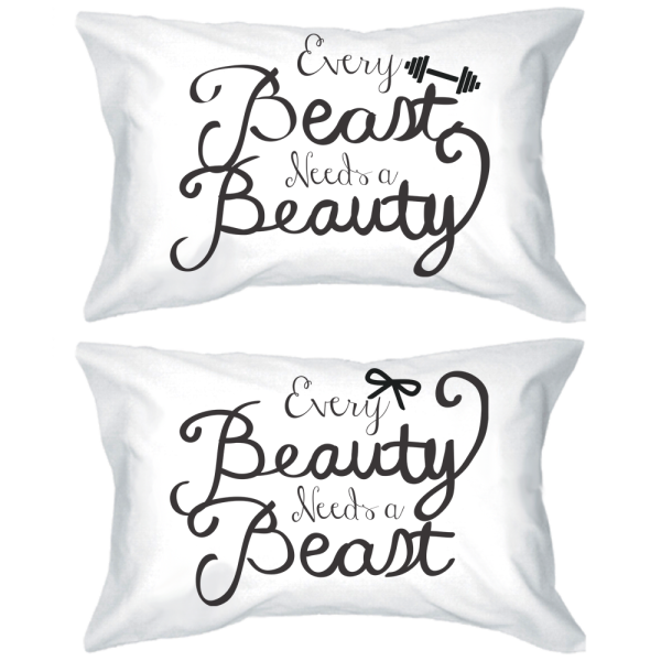 His and Hers Pillowcases - Every Beauty Needs a Beast Matching Pillow Cover Online Sale