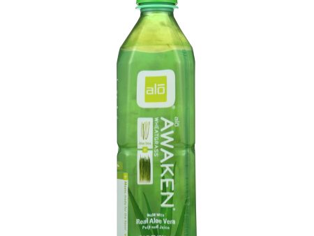 Alo Original Awaken Aloe Vera Juice Drink  - Wheatgrass - Case Of 12 - 16.9 Fl Oz. For Sale