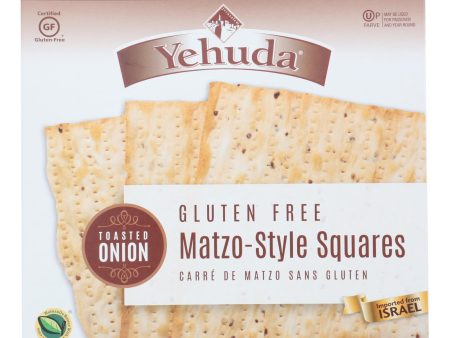 Yehuda Matzo Squares - Toasted Onion - Gluten Free - Case Of 12 - 10.5 Oz For Sale