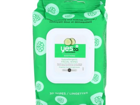 Yes To Cucumbers Facial Towelettes - Soothing - Hypoallergenic - 30 Count - Case Of 3 Supply