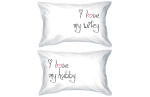 I Love My Hubby and Wifey Standard Size 21 x 30 Matching Couple Pillowcases For Sale