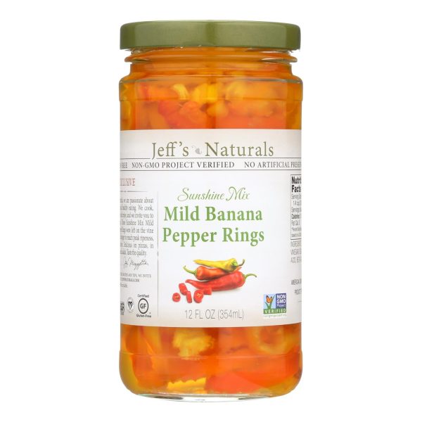 Jeff s Natural Banana Pepper - Mild - Sliced - Case Of 6 - 12 Fl Oz Cheap