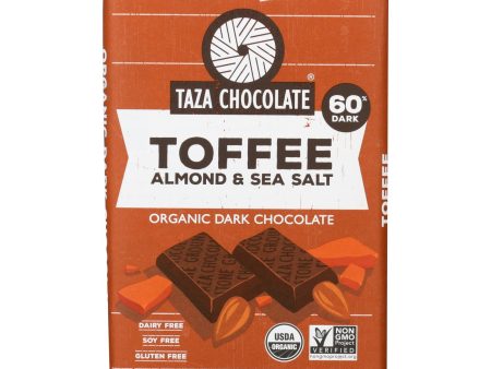 Taza Chocolate Stone Ground Organic Dark Chocolate Bar - Toffee Almond And Sea Salt - Case Of 10 - 2.5 Oz. Fashion