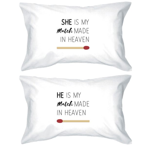 Match Made In Heaven Matching Pillow Cases For Anniversary Gifts Online now