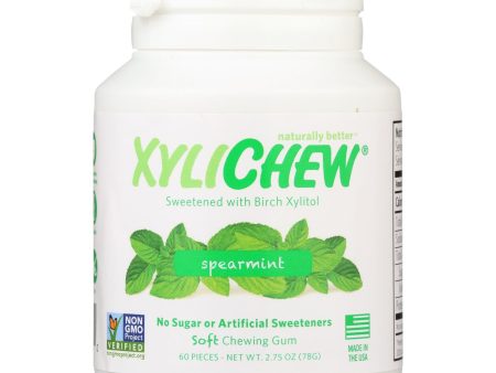 Xylichew Chewing Gum - Sugar Free Spearmint - 60 Piece Jar - Case Of 4 Online Hot Sale