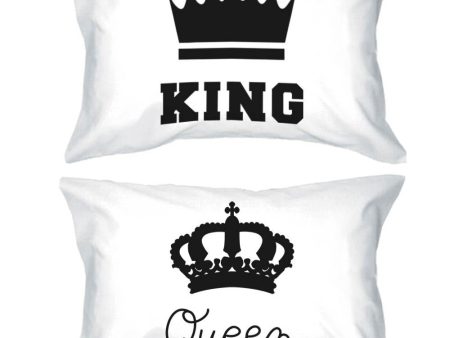 His and Hers Pillowcases King and Queen Crown Matching Couple Pillow Covers Cheap