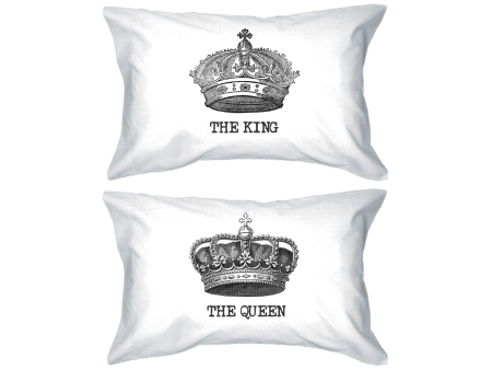 King and Queen Crown Pillow Covers Standard Size 21 x 30 Couple Pillowcases Online now