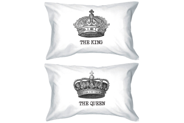 King and Queen Crown Pillow Covers Standard Size 21 x 30 Couple Pillowcases Online now