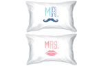 Mr and Mrs PillowCovers  Standard Size 21 x 30 Matching Couple Pillowcases Online Hot Sale