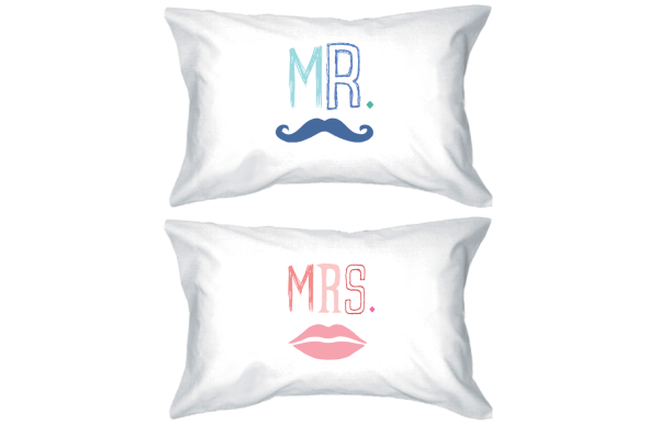 Mr and Mrs PillowCovers  Standard Size 21 x 30 Matching Couple Pillowcases Online Hot Sale