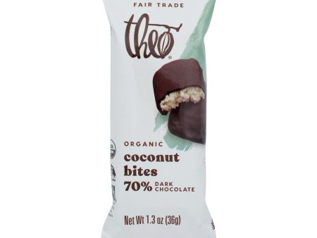 Theo Chocolate Coconut Bites - Dark Chocolate Classic Coconut - Case Of 12 - 1.3 Oz. Fashion