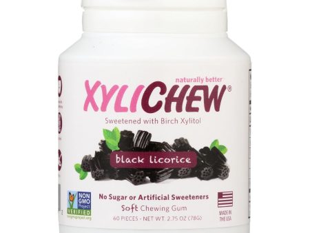 Xylichew Gum - Black Licorice - Jar - 60 Pieces - 1 Case Fashion