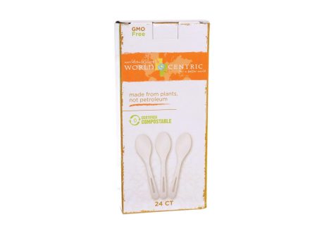 World Centric Cornstarch Compostable Spoon - Case Of 12 - 24 Count Discount