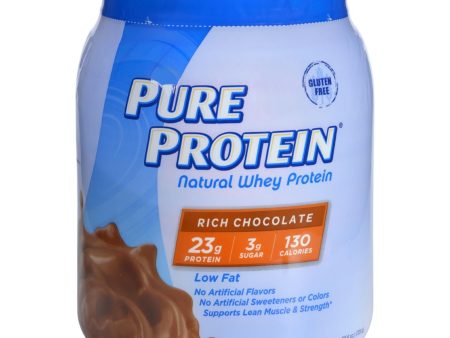 Pure Protein Whey Protein - 100 Percent Natural - Rich Chocolate - 1.6 Lb For Sale