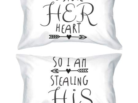 His and Hers Couple Matching Pillowcases Stealing Hearts Pillow Covers Supply