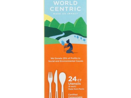 World Centric Assorted Corn Starch Flatware - Case Of 12 - 24 Count Discount