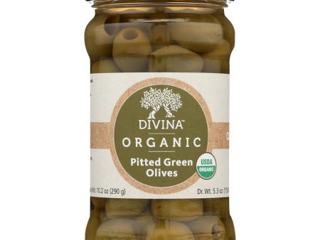 Divina - Organic Pitted Green Olives - Case Of 6 - 6 Oz. Discount