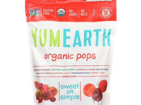 Yummy Earth Organics Lollipops - Organic Pops - 40 Plus - Assorted - 8.5 Oz - Case Of 12 For Sale