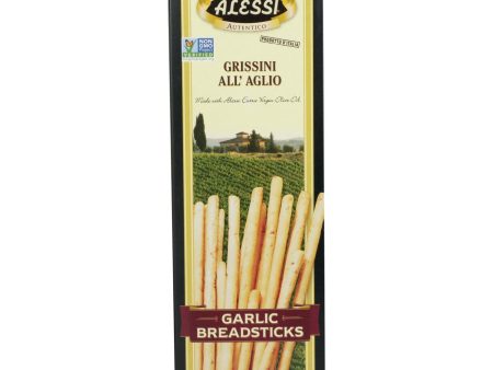 Alessi - Breadsticks - Garlic - Case Of 12 - 4.4 Oz. For Sale